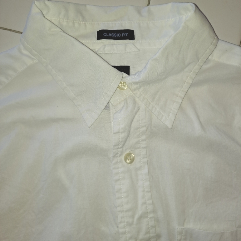 GAP white collared long sleeve button up shirt classic fit size medium blouse - Picture 10 of 14